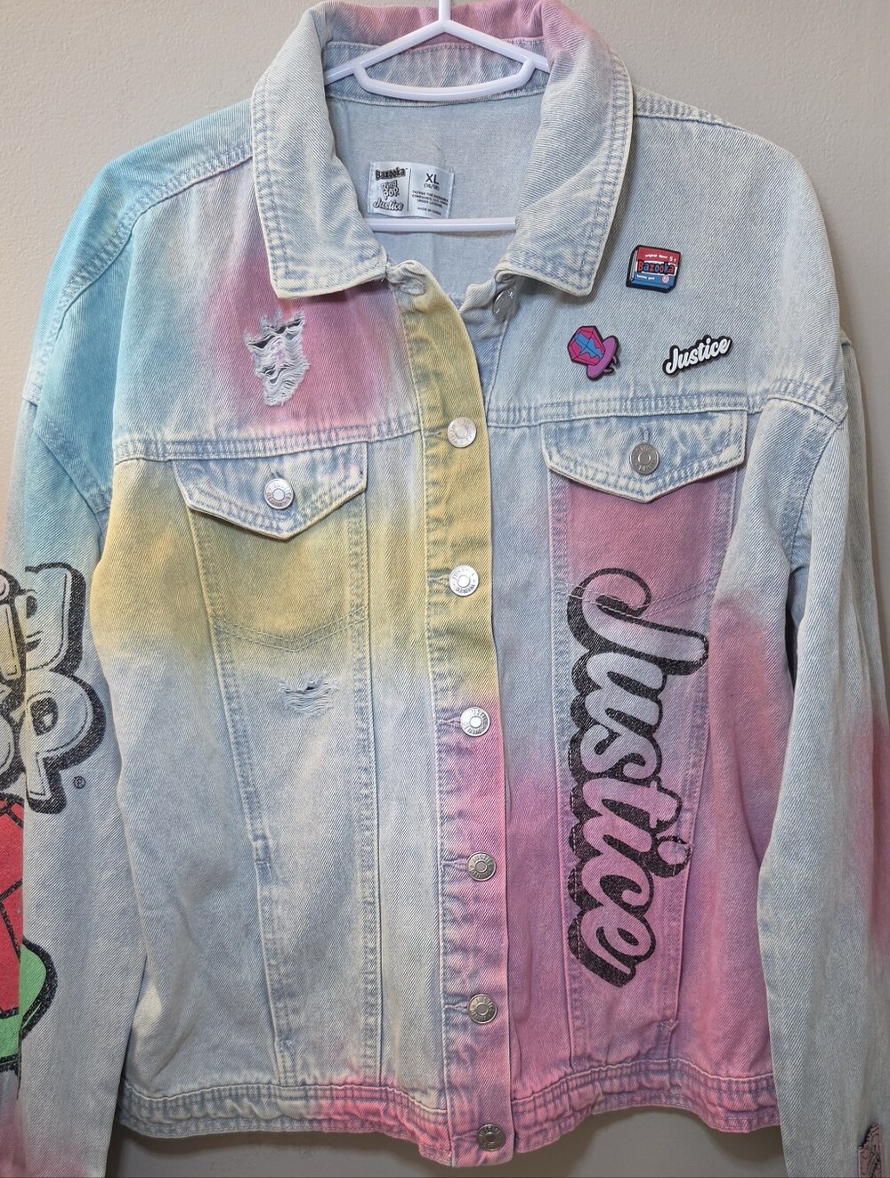 Justice Ring Pop Bazooka Gum Collab Denim Jacket XL